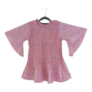 Akshi Chic‎ Pink and Blue Blouse with Elegant Design Sz M